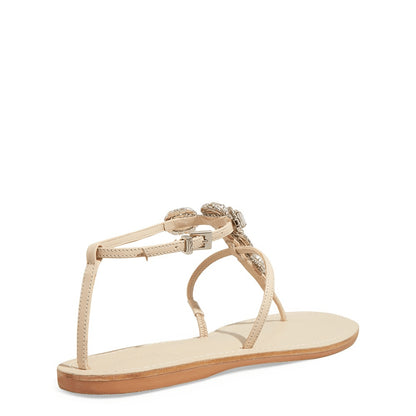 Rasteirinha Santa Lolla Pedraria Off White Couro