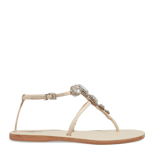 Rasteirinha Santa Lolla Pedraria Off White Couro