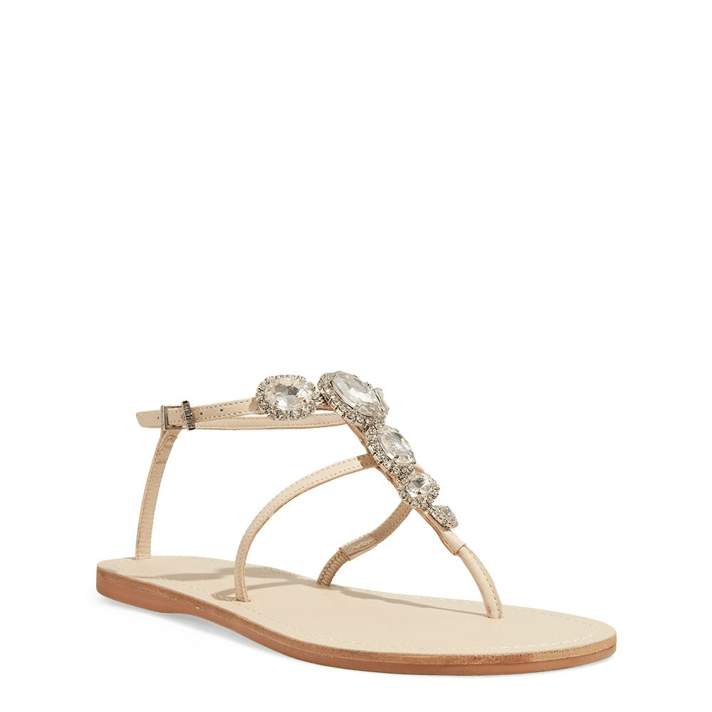 Rasteirinha Santa Lolla Pedraria Off White Couro
