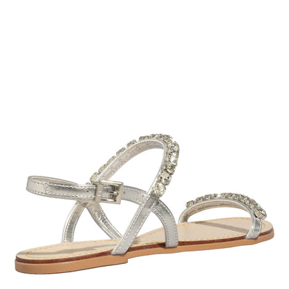 Rasteirinha Santa Lolla Pedraria Prata Metalizada