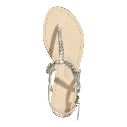 Rasteirinha Santa Lolla Prata Metalizada Pedraria