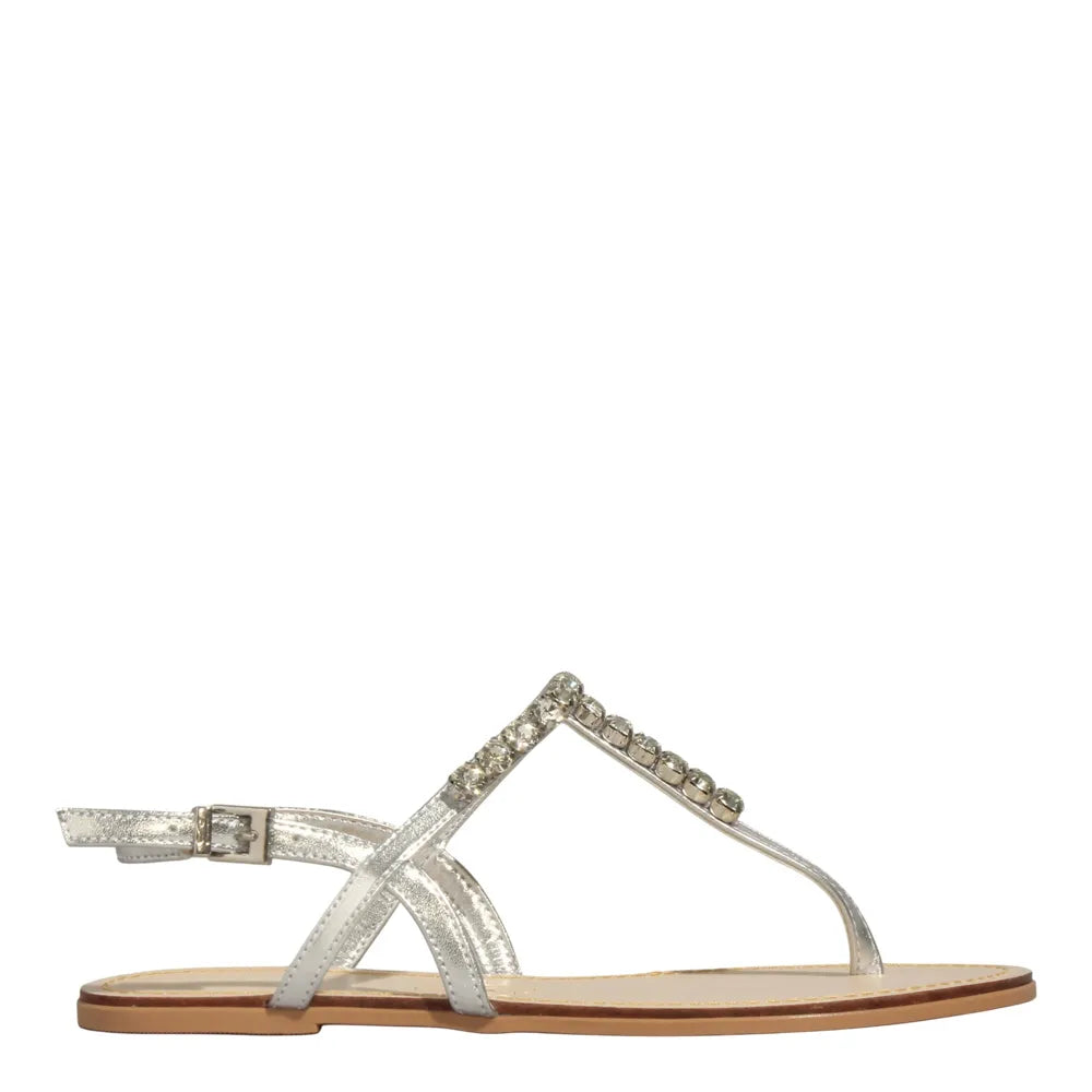 Rasteirinha Santa Lolla Prata Metalizada Pedraria