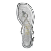 Rasteirinha Santa Lolla Prata Metalizada Strass