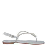 Rasteirinha Santa Lolla Prata Metalizada Strass