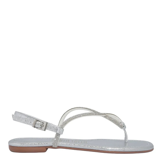 Rasteirinha Santa Lolla Prata Metalizada Strass