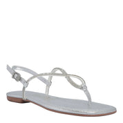 Rasteirinha Santa Lolla Prata Metalizada Strass