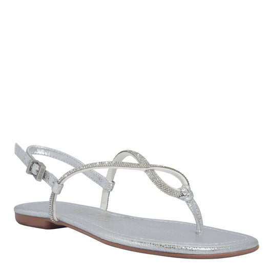 Rasteirinha Santa Lolla Prata Metalizada Strass