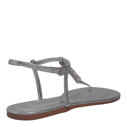 Rasteirinha Santa Lolla Prata Metalizada Strass