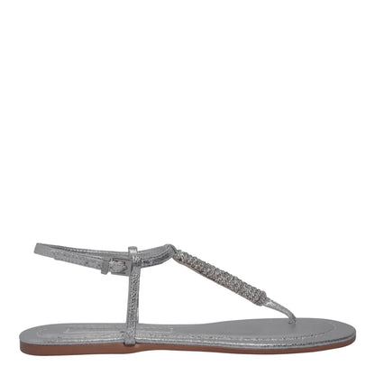 Rasteirinha Santa Lolla Prata Metalizada Strass