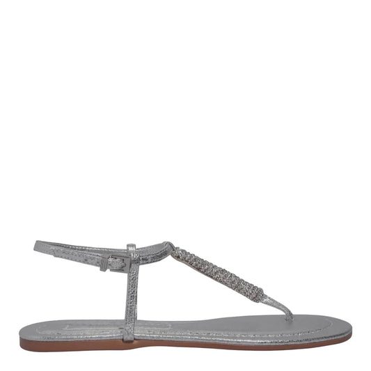 Rasteirinha Santa Lolla Prata Metalizada Strass