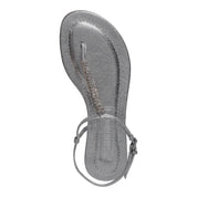 Rasteirinha Santa Lolla Prata Metalizada Strass