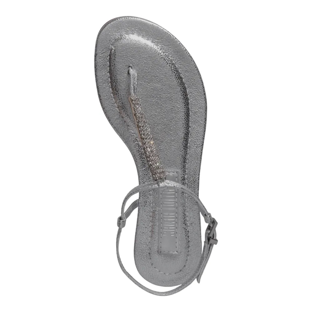 Rasteirinha Santa Lolla Prata Metalizada Strass