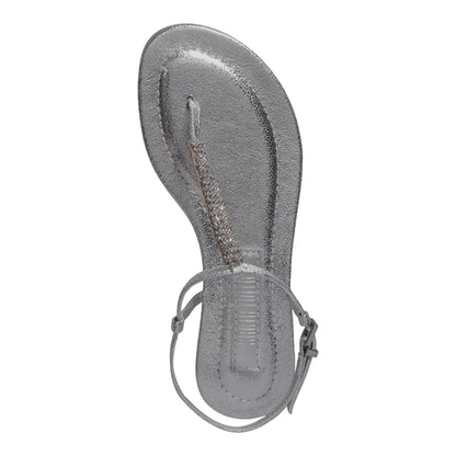 Rasteirinha Santa Lolla Prata Metalizada Strass