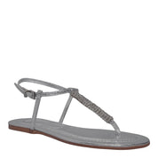Rasteirinha Santa Lolla Prata Metalizada Strass