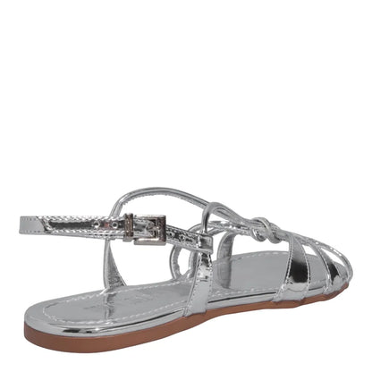 Rasteirinha Santa Lolla Prata Tiras Transpassadas