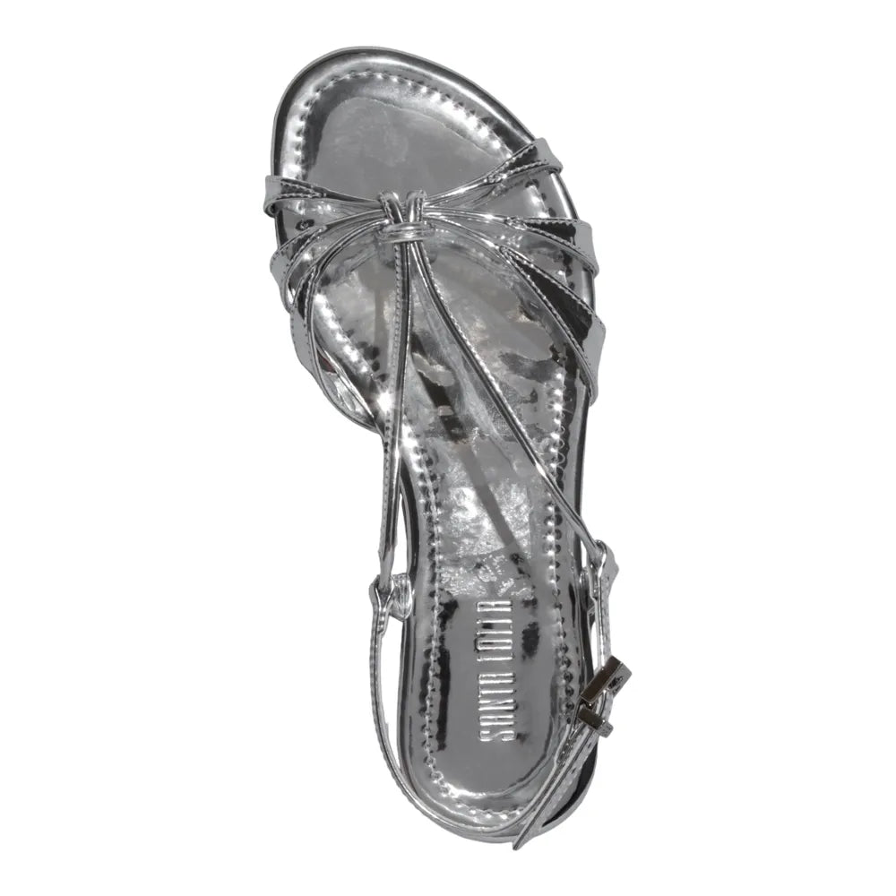 Rasteirinha Santa Lolla Prata Tiras Transpassadas