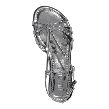 Rasteirinha Santa Lolla Prata Tiras Transpassadas