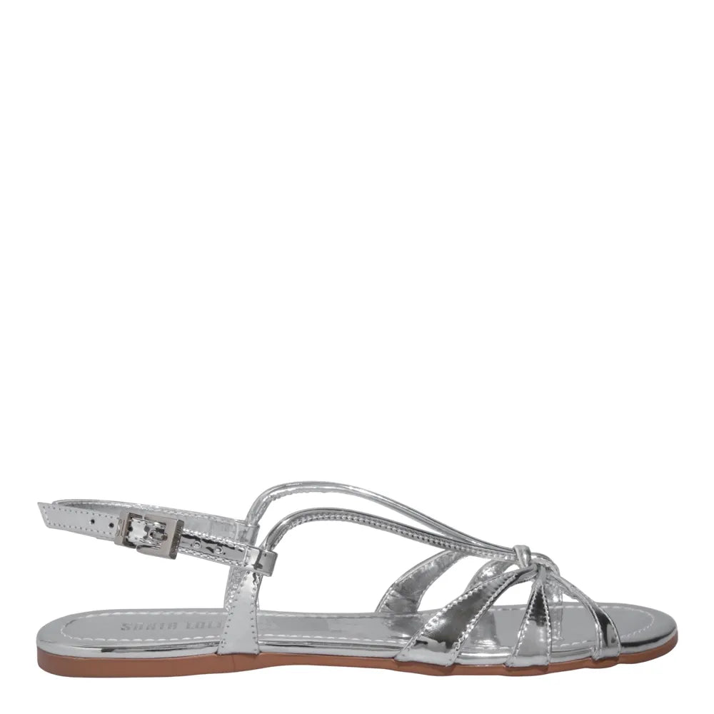 Rasteirinha Santa Lolla Prata Tiras Transpassadas