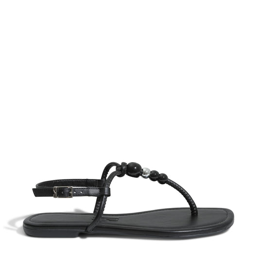 Rasteirinha Santa Lolla Preta Esferas Bico Quadrado