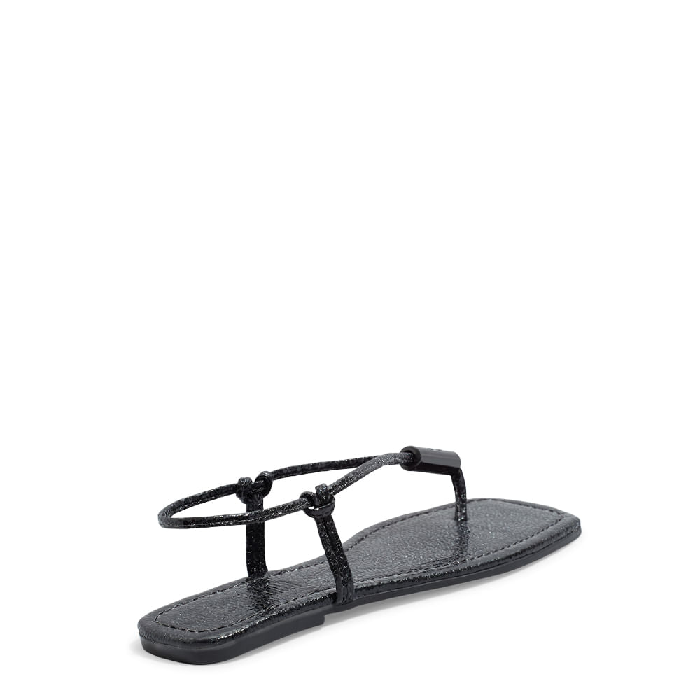 Rasteirinha Santa Lolla Preta Glow Bico Quadrado