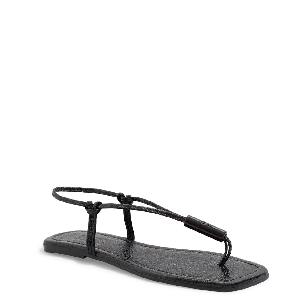 Rasteirinha Santa Lolla Preta Glow Bico Quadrado