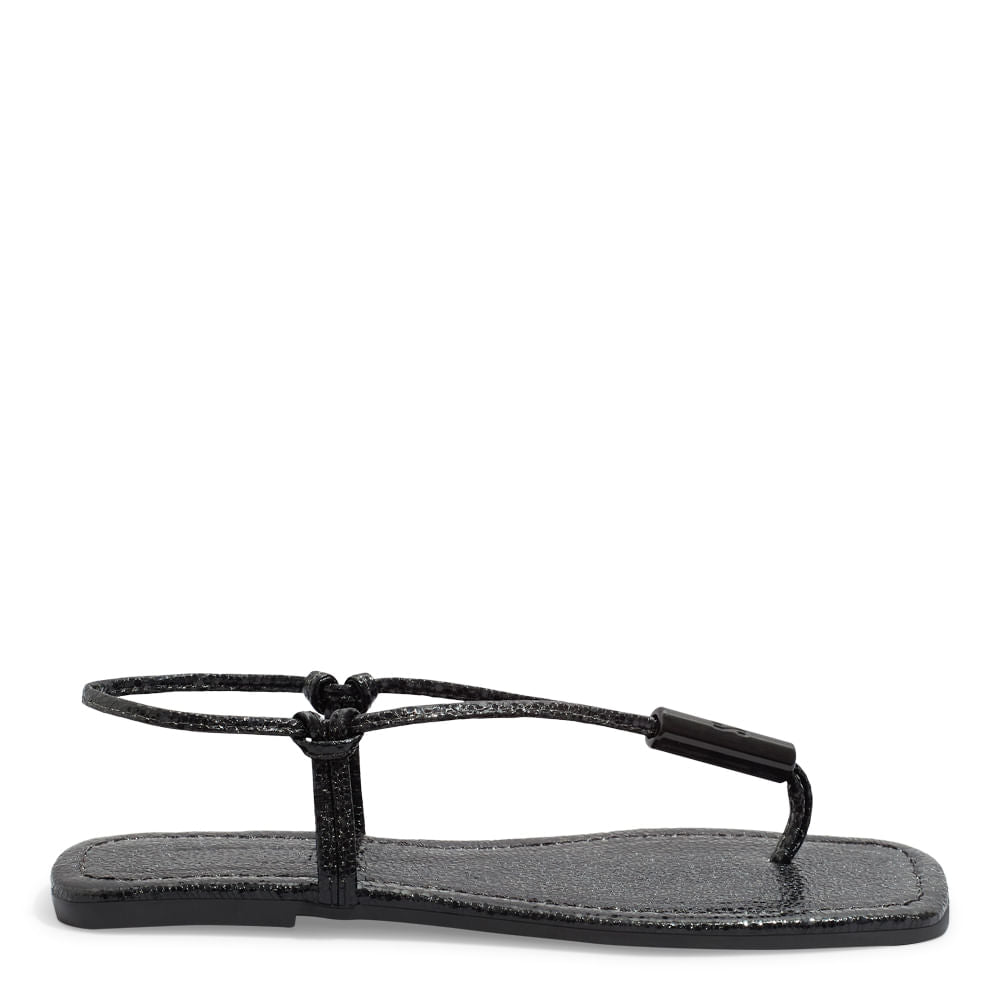 Rasteirinha Santa Lolla Preta Glow Bico Quadrado