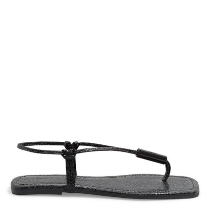 Rasteirinha Santa Lolla Preta Glow Bico Quadrado