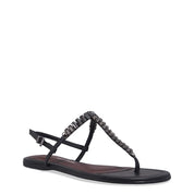 Rasteirinha Santa Lolla Preta Pedraria T-Strap