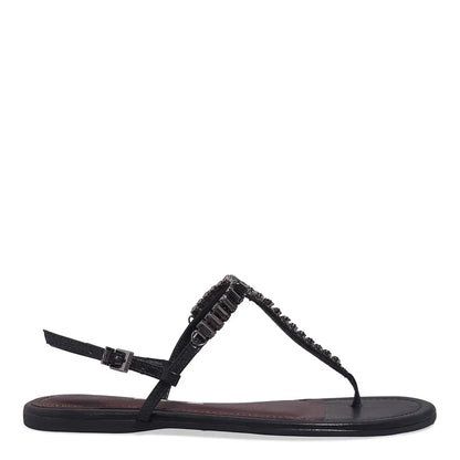 Rasteirinha Santa Lolla Preta Pedraria T-Strap