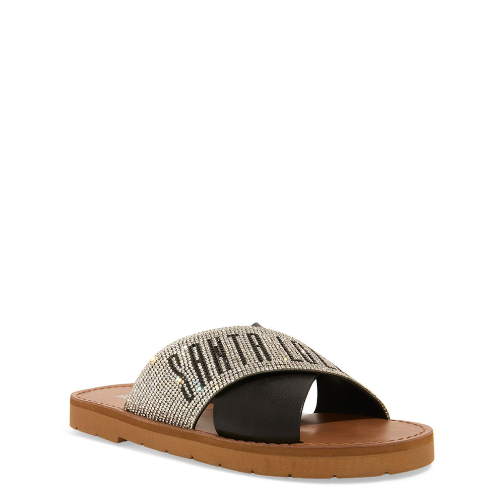 Rasteirinha Santa Lolla Preta Strass Slide