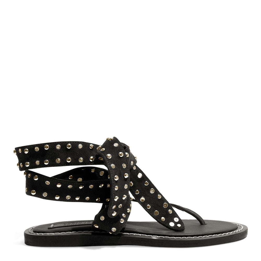 Rasteirinha Santa Lolla Preta Tachas Amarração