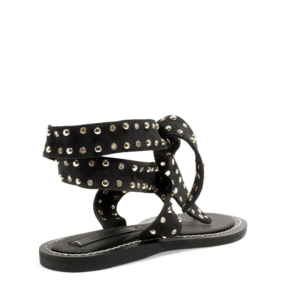 Rasteirinha Santa Lolla Preta Tachas Amarração