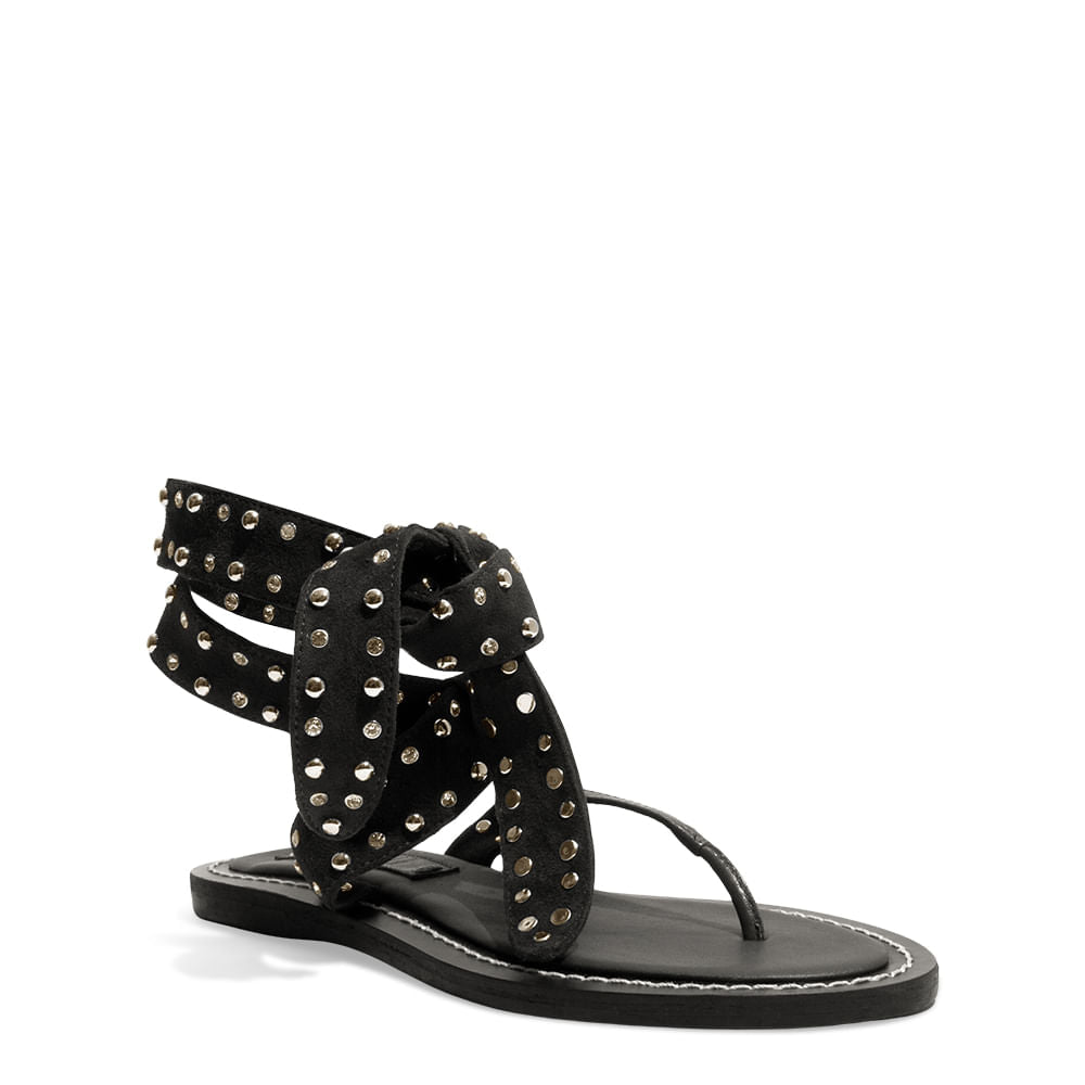 Rasteirinha Santa Lolla Preta Tachas Amarração