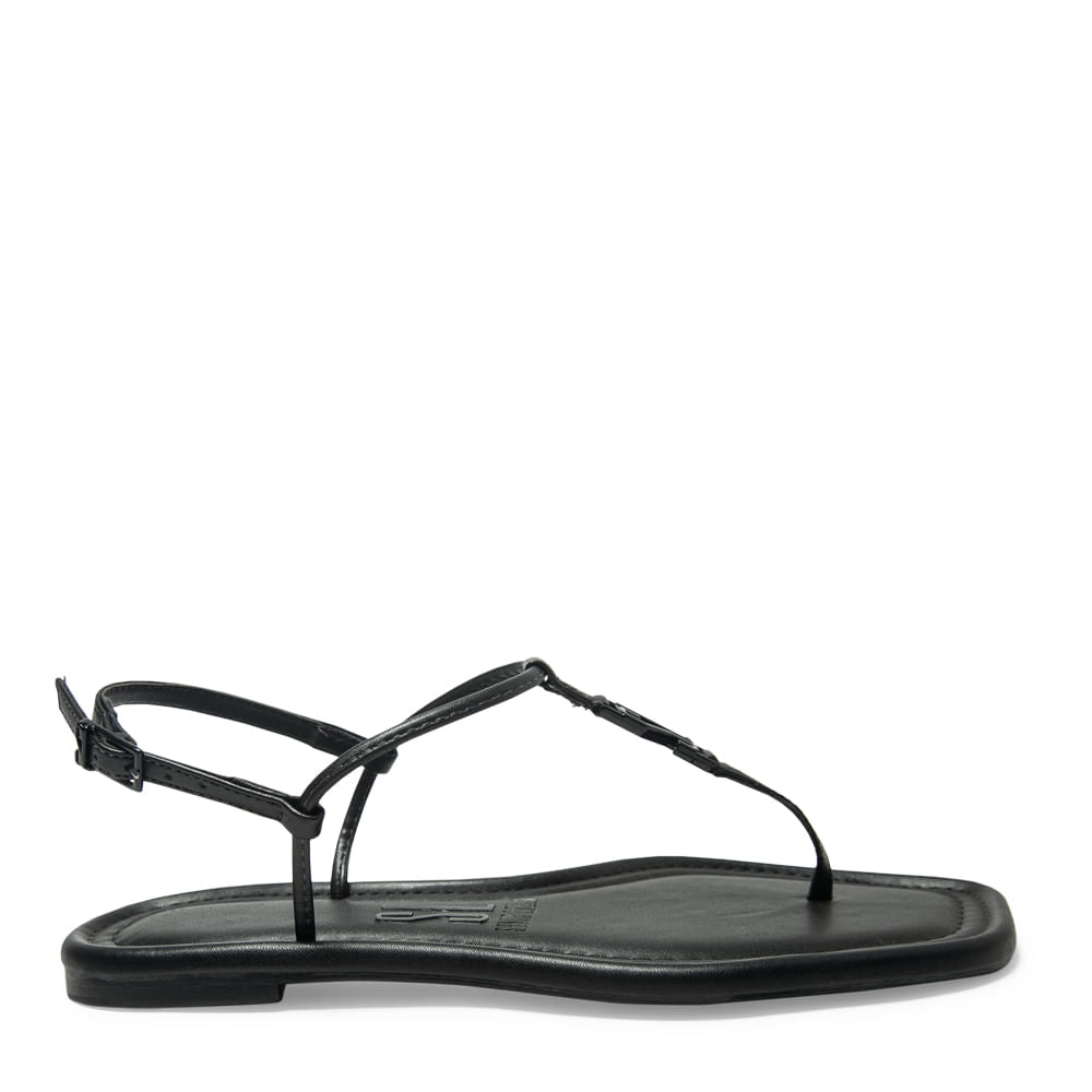 Rasteirinha Santa Lolla Preta Tiras Finas Fivela