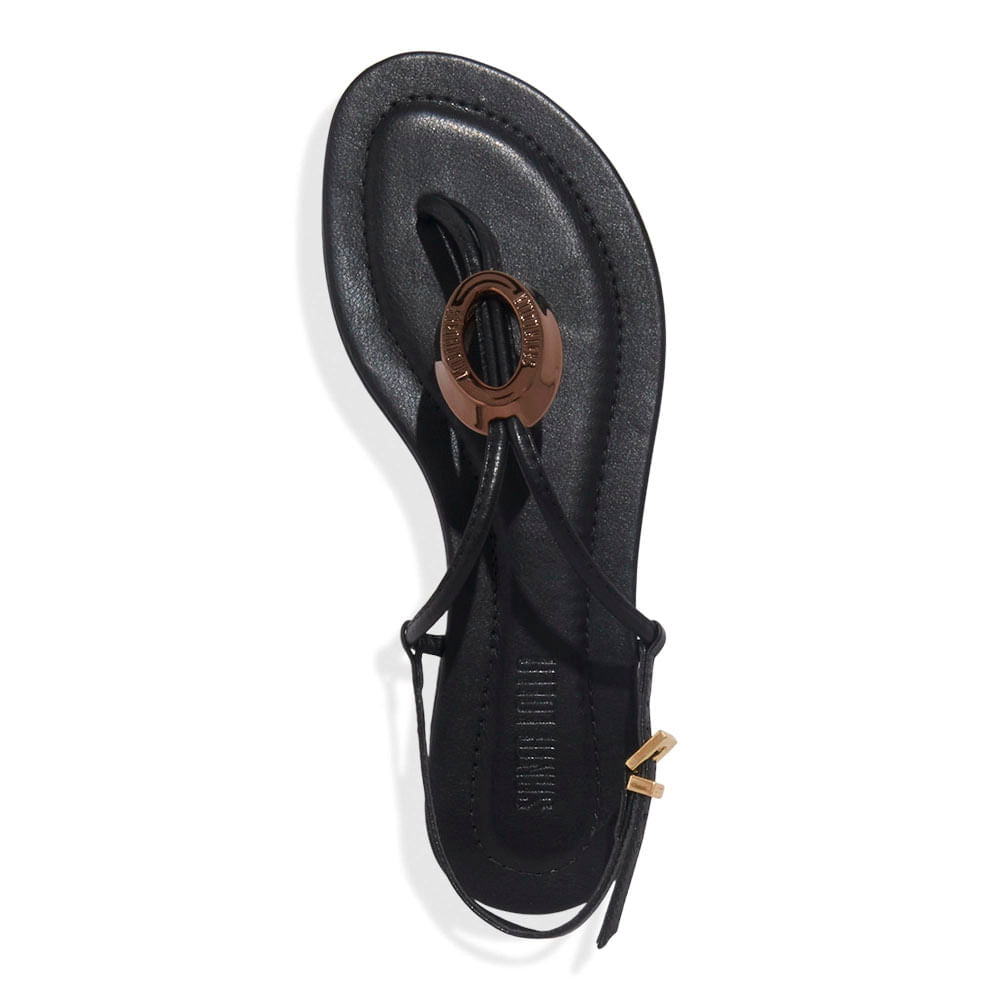 Rasteirinha Santa Lolla Preta Tiras Metal