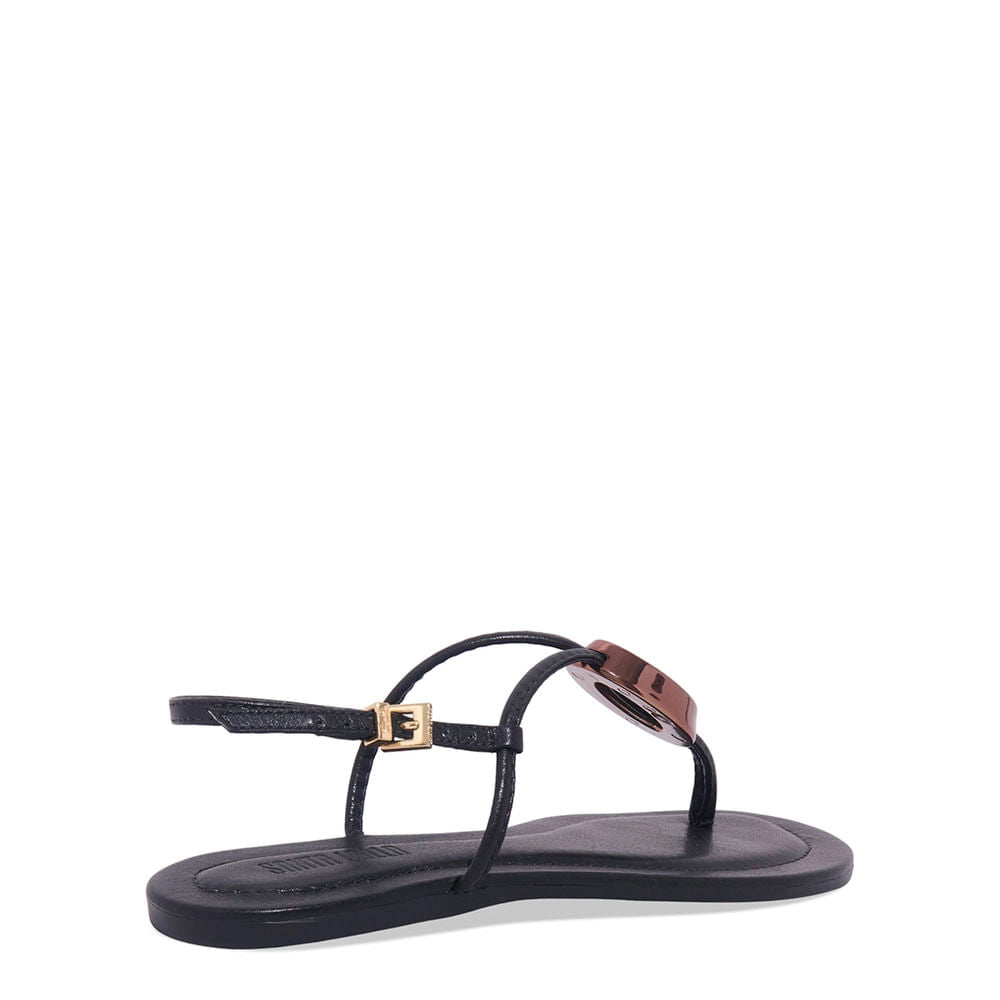 Rasteirinha Santa Lolla Preta Tiras Metal