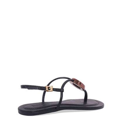 Rasteirinha Santa Lolla Preta Tiras Metal