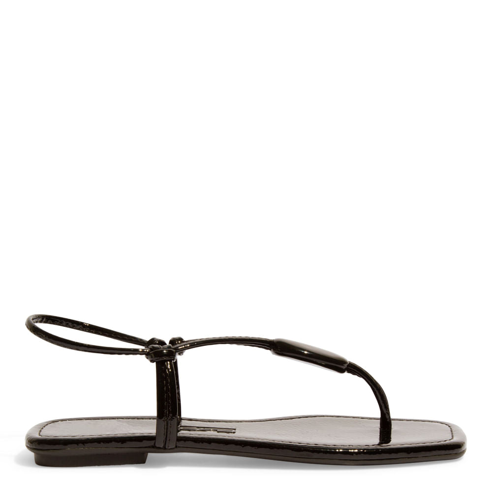 Rasteirinha Santa Lolla Preta Verniz Bico Quadrado