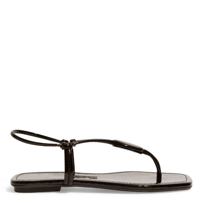 Rasteirinha Santa Lolla Preta Verniz Bico Quadrado