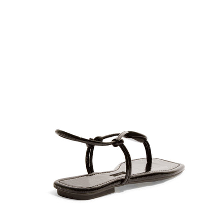 Rasteirinha Santa Lolla Preta Verniz Bico Quadrado