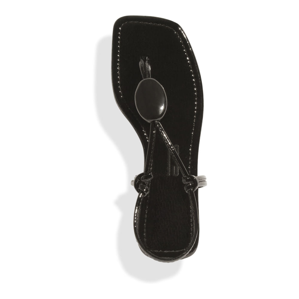 Rasteirinha Santa Lolla Preta Verniz Bico Quadrado