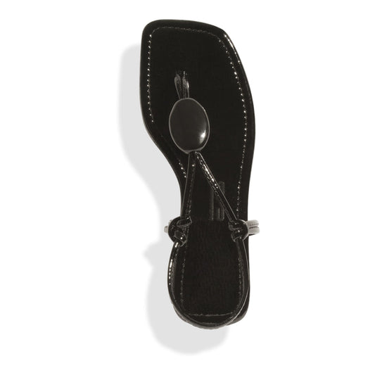 Rasteirinha Santa Lolla Preta Verniz Bico Quadrado