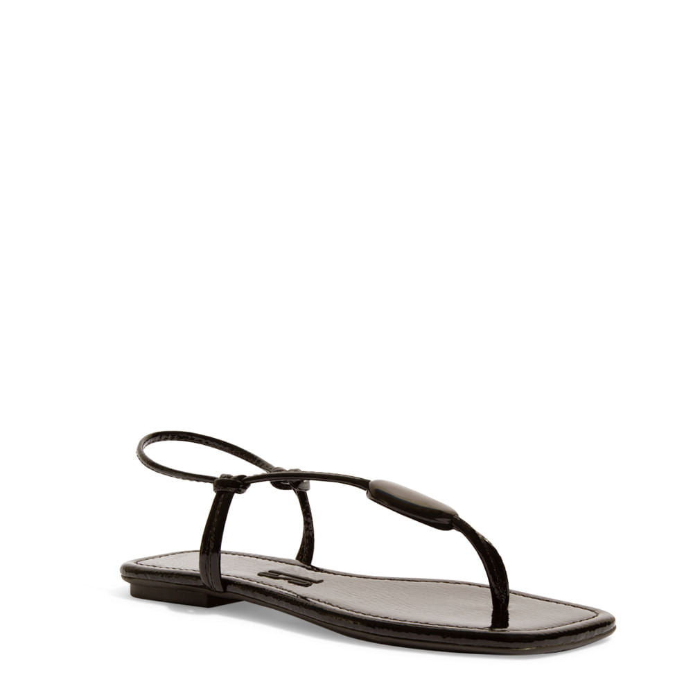 Rasteirinha Santa Lolla Preta Verniz Bico Quadrado