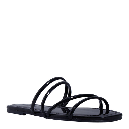 Rasteirinha Santa Lolla Preta Verniz Bico Quadrado