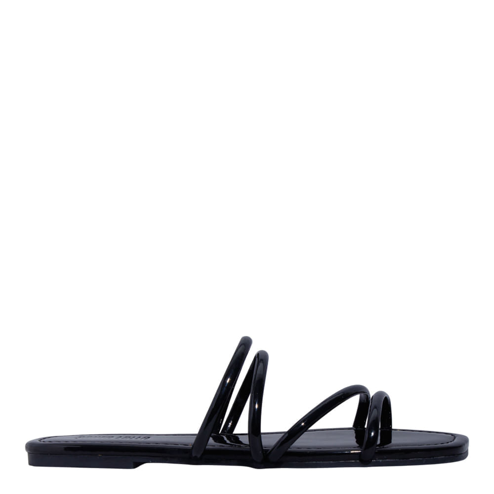 Rasteirinha Santa Lolla Preta Verniz Bico Quadrado