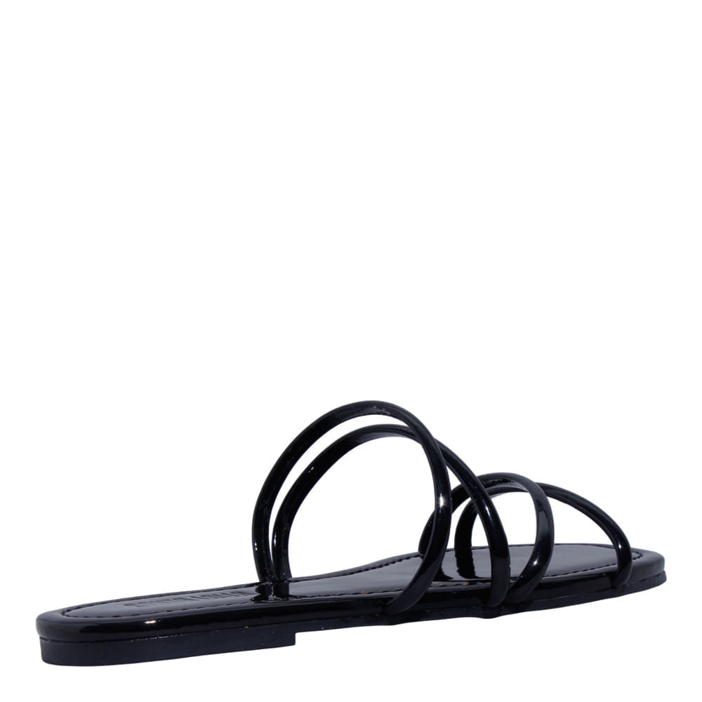 Rasteirinha Santa Lolla Preta Verniz Bico Quadrado