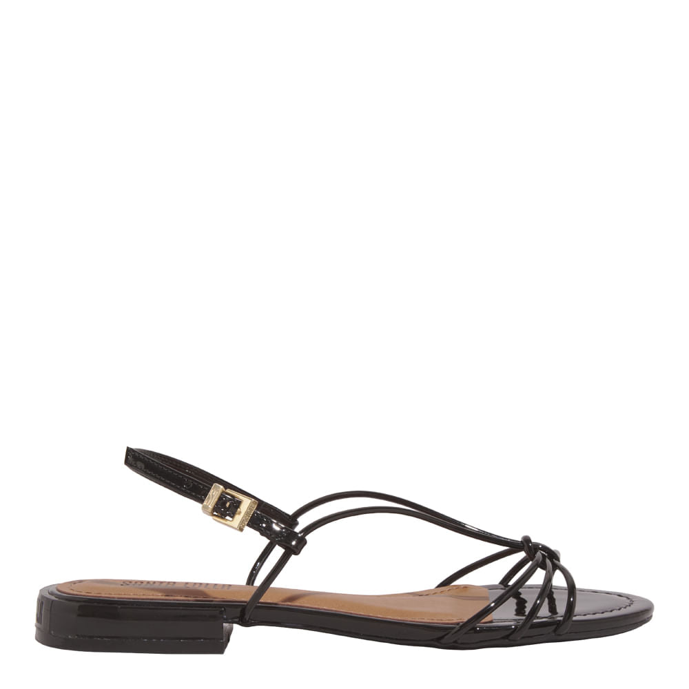 Rasteirinha Santa Lolla Preta Verniz Nó