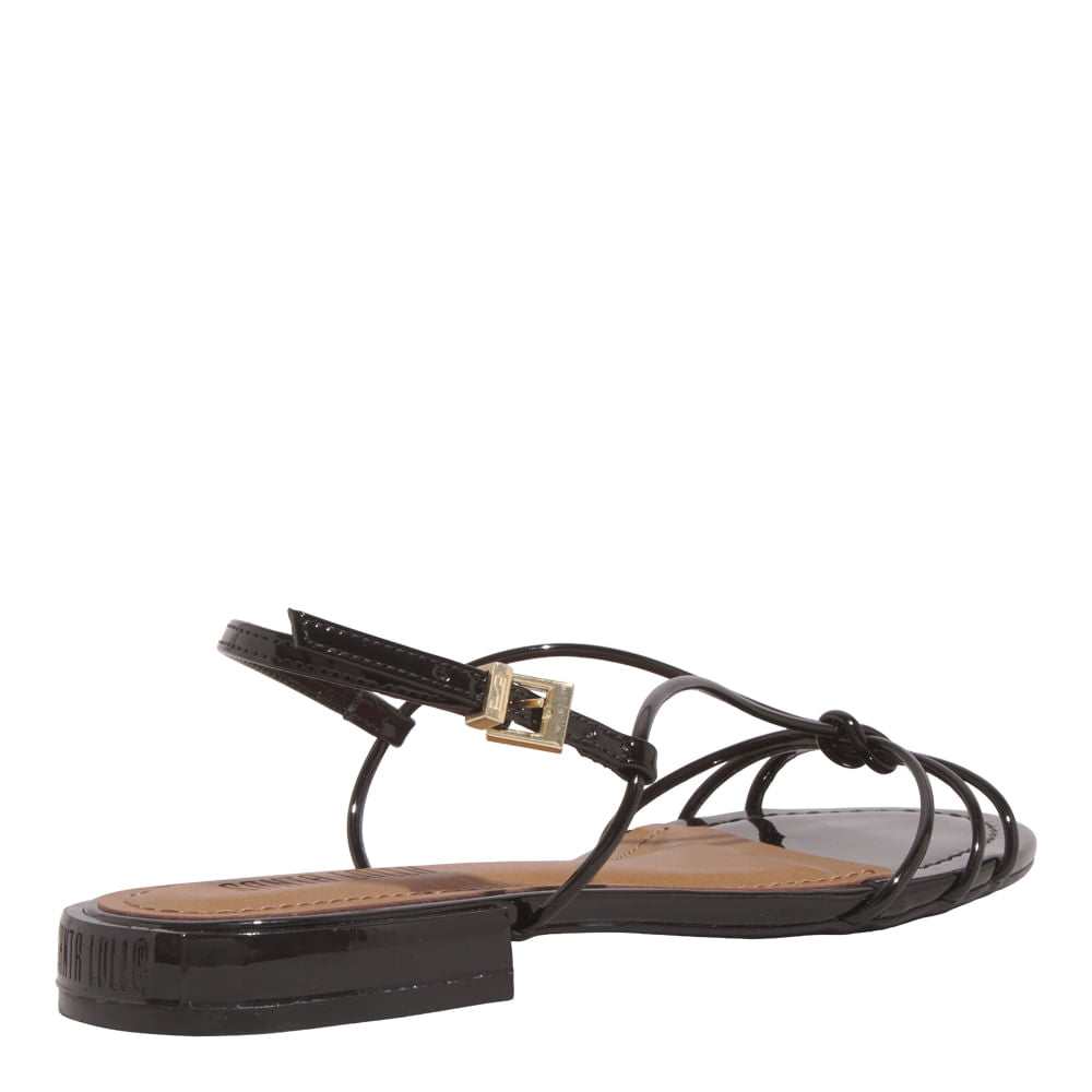 Rasteirinha Santa Lolla Preta Verniz Nó