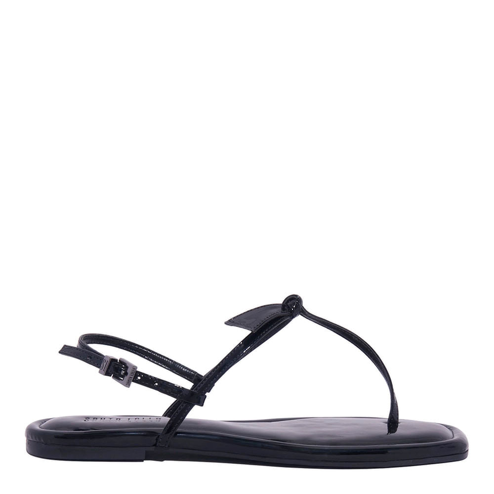 Rasteirinha Santa Lolla Preta Verniz Nó