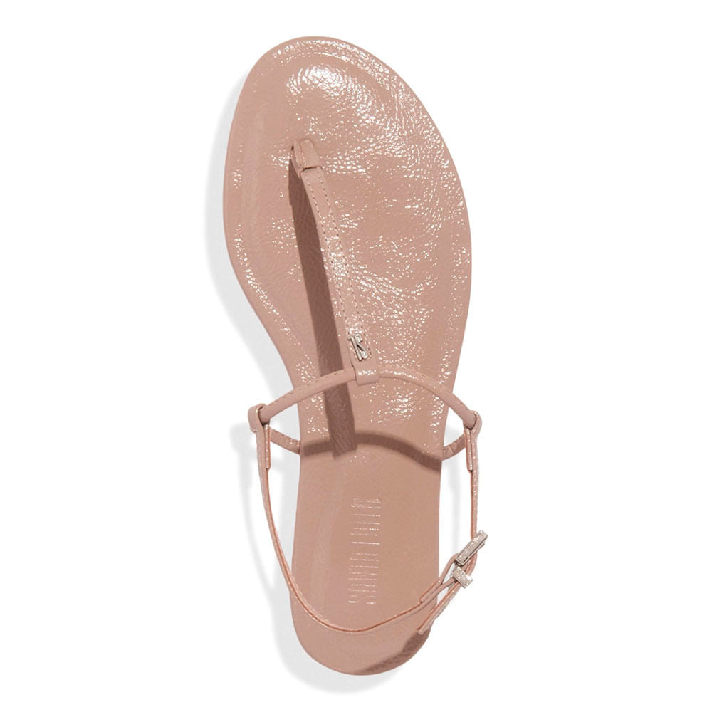 Rasteirinha Santa Lolla Taupe Verniz T-Strap